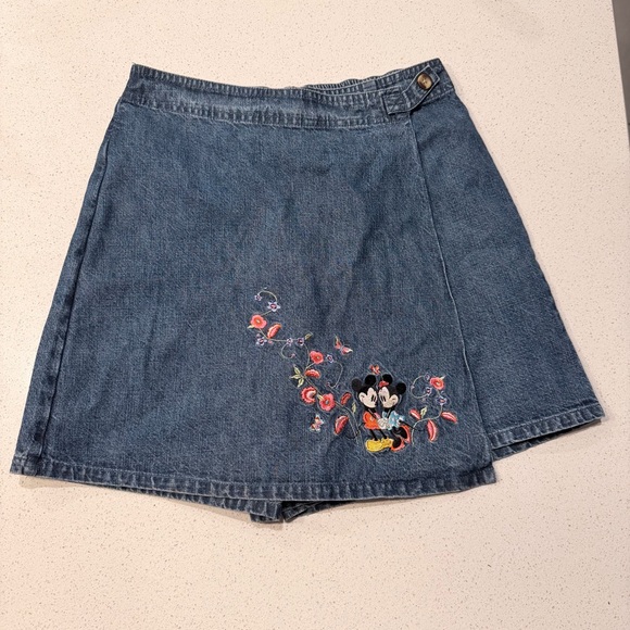 Vintage Disney Mickey & Minnie Embroidered Denim Skort Women’s Small Cottagecore - Picture 2 of 11